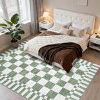 GarveeHome Green Checkered Rug 6x9 Area Rugs Living Room Checkerboard Rug | - Image 9