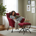 Welnow Lazy Chair with Ottoman, Modern Accent Chair with Armrests and a Side - Image 8