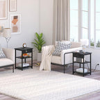 End Tables Set of 2 with Charging Station USB Ports, 3 Tier Tall Night Stand - Image 4