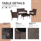 Shintenchi 4 Piece Outdoor Patio Furniture Set, Wicker Rattan Patio - Image 4