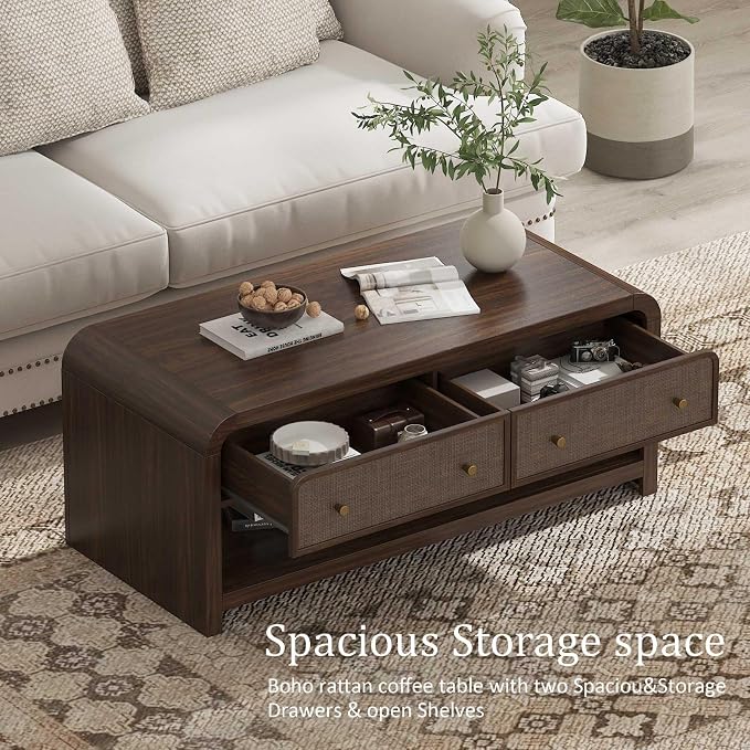 Oak&Sparrow 48'' Boho Coffee Table, Thickened Arc-Shaped Design - Image 8