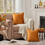 GIGIZAZA Orange Velvet Pillow Covers 24x24 Decorative Pillows Pack of 2 | Throw - Image 3