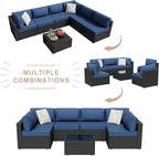 7-Piece Outdoor Patio Furniture Set, Modular PE Rattan Sectional Sofa - Image 6