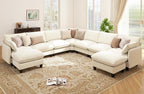 Ihanherry 141" Oversized V-Shaped Modular Sectional Couch, 9-Seater Cloud Sofa by iHanHerry