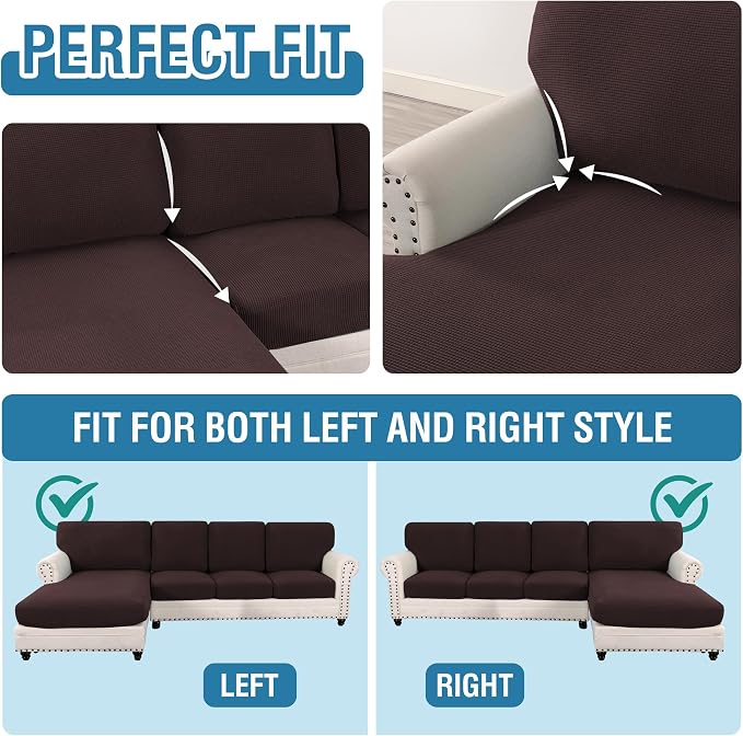 H.VERSAILTEX Sectional Couch Covers 8 Pieces Stretch Sofa Covers - Image 5