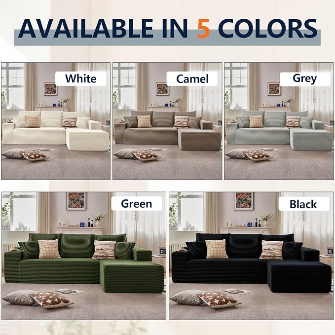 95" Cloud Sectional Couch with L-Shape Chaise, Modern Cloud Couch with Deep Seat - Image 7