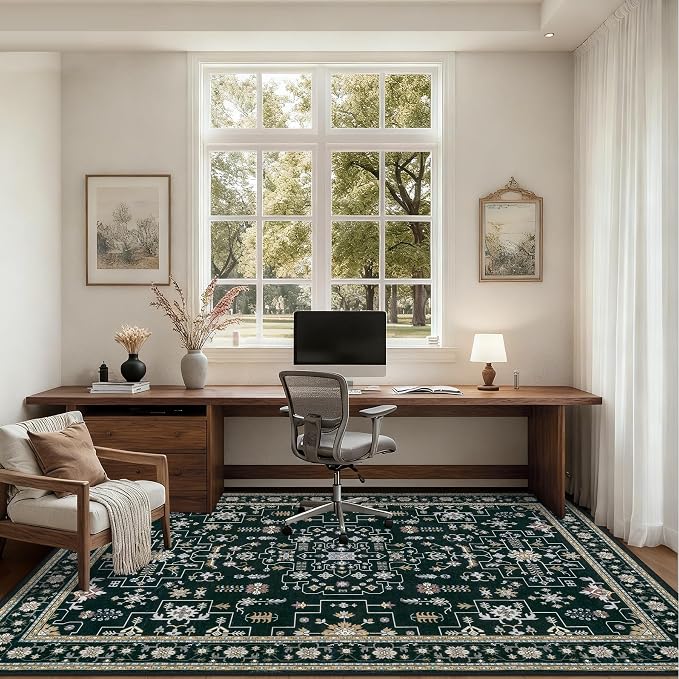 8x10 Area Rugs Living Room: Washable Vintage Rug - Image 5