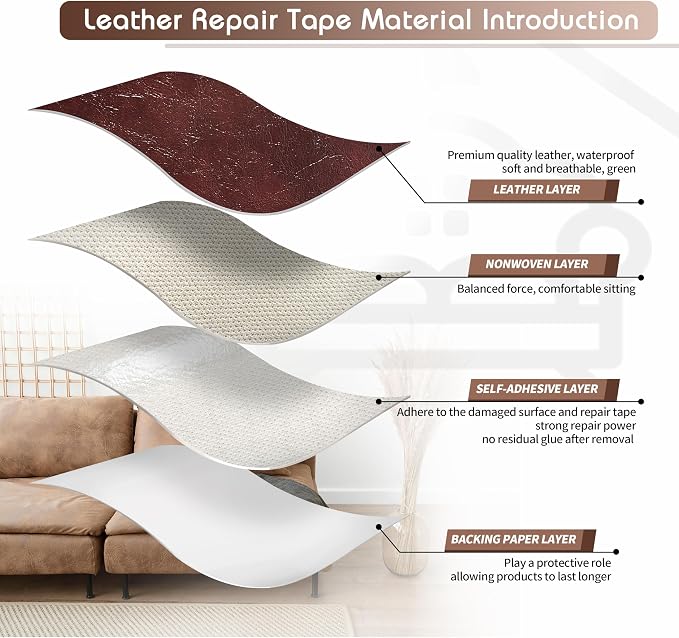 KING MOUNTAIN Leather Repair Patch, 2 Packs 9 x 11 Inches self Adhesive Leather - Image 3