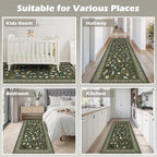 Dark Green Hallway Runner Rug 2x5 - Image 6