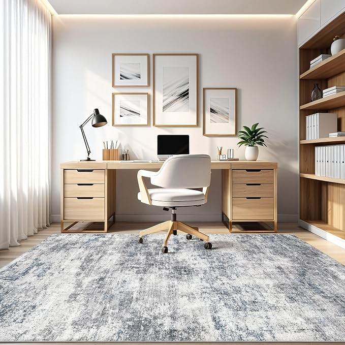LOONGRUG 7x9 Area Rug Washable Large Neutral Modern Living Room Rugs | Abstract - Image 8