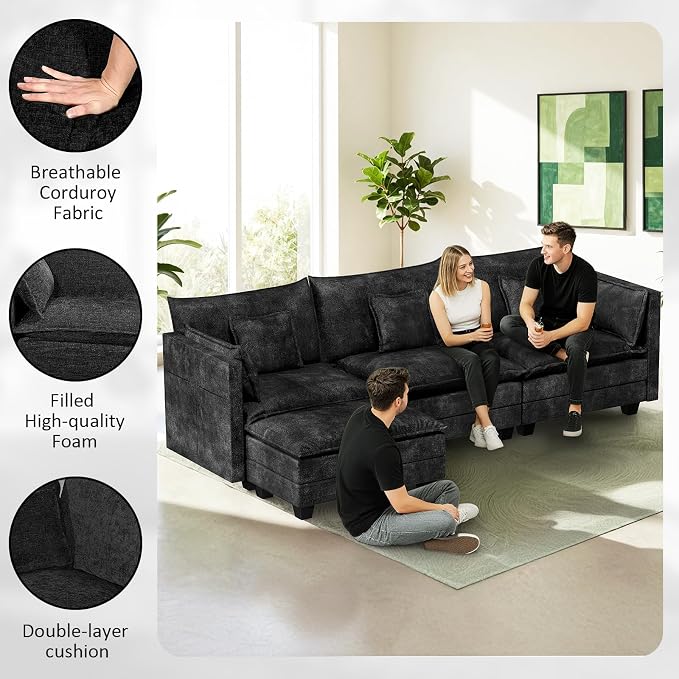 LEVELEVE 112.5" L-Shape Modular Sofa - Image 6