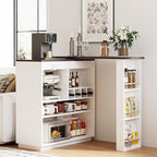 ModernMate Bar Cabinet with Storage 360° Rotating Home Bar Table with Power - Image 9