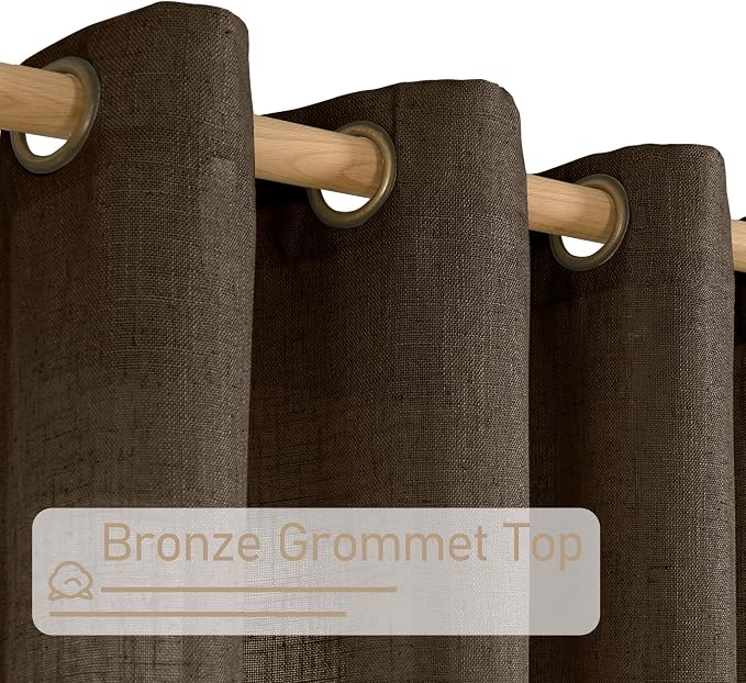 Linen Curtains 63 Inch Length 2 Panels, Chocolate Linen Textured Light - Image 4