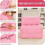 HABUTWAY Folding Sofa Bed, Convertible Sleeper Chair Bed w/Dual-Pillow & Handle - Image 6