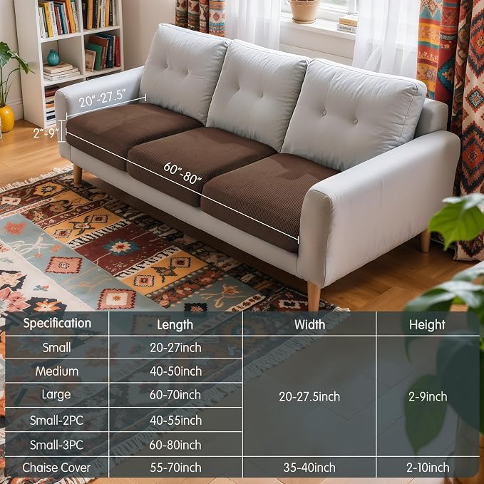 Hokway Stretch Couch Cushion Covers, 3 Piece Individual Sofa Cushion - Image 3