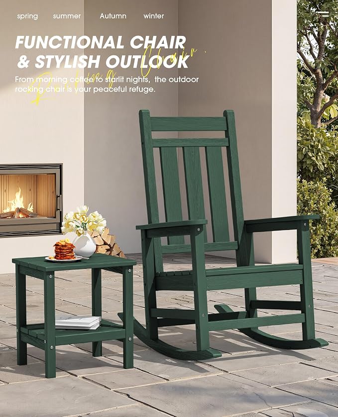 KINGYES Oversized Outdoor Rocking Chair Set of 2, All-Weather Patio Rocking - Image 7