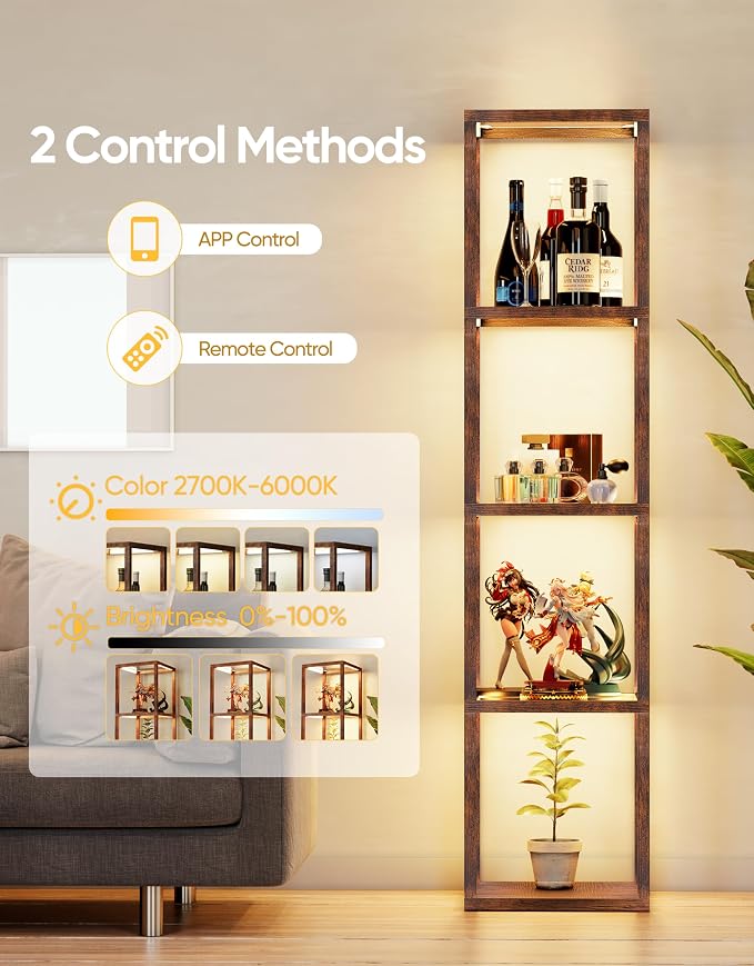 PARTPHONER Floor Lamp Glass Display Shelf - Image 3