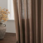 Caramel Brown Linen Curtains for Living Room 92 Inches Long Back Tab Light - Image 9