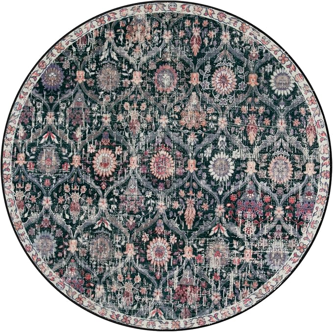 Lahome Moroccan Round Area Rugs, Washable Small Round Rug 3ft Non-Slip | - Image 7