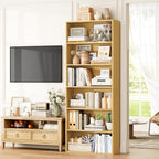 FOTOSOK 6-Tier Open Bookcase and Bookshelf Set of 2, Freestanding Display - Image 4