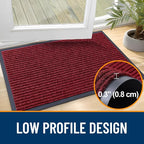 OLANLY 2-Pack Front Door Mats 59x23, Waterproof Heavy-Duty Doormats | Wine Red - Image 4