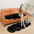 linmopm Faux Fur Rug Sheepskin Shag Fluffy Fuzzy Black 2x6 ft Runner Rugs - Image 4