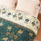 LUTBM Queen Throw Blanket for Bed 100% Cotton Boho Soft Quilt Birds and Floral - Image 9
