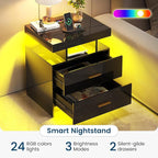 HNEBC Nightstand Set of 2 with Charging Station, Auto LED Night Stand with - Image 3
