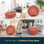 Marrakesh Gallery Genuine Leather Round Pouf Unstuffed - Image 8