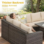Wisteria Lane 7 Piece Patio Furniture Set, Wicker Patio Sectional - Image 5