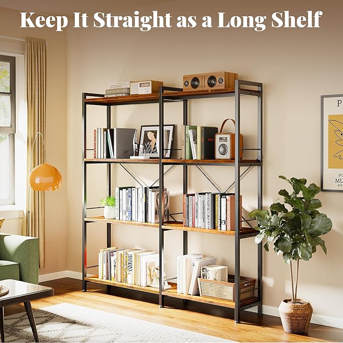 Huuger 4 Tier Bookshelf, L Shaped Corner Bookshelf - Image 3