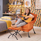 MBOOYOME Lazy Chair with Folding Ottoman, Modern Accent Armchair with Armrests - Image 2
