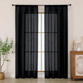 Chyhomenyc Black Semi Sheer Curtains 84 Inches Long 2 Panels Set, Light by Chyhomenyc