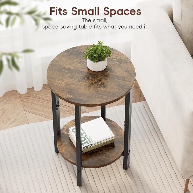 Vagusicc Side Table, Small Round End Table, 2 Tier Small Couch Side Tables - Image 9
