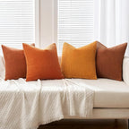 MIULEE Fall Corduroy Decorative Throw Pillow Covers Orange Rust 18x18 | Set of 4 - Image 4