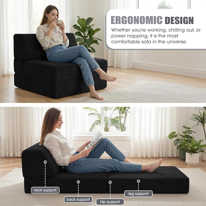 Kasunpul Folding Sofa Bed with Pillow, Memory Foam Fold Out Chair Bed, - Image 4