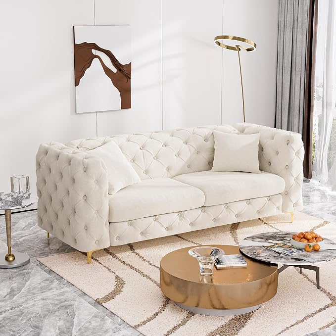 DAMAIFROM 75" Sofa Couch Mid Century Modern Velvet Couch Tufted Button Sofa by DAMAIFROMFURNITURE