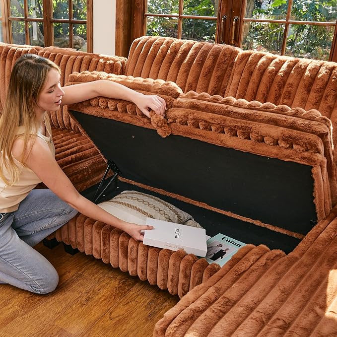 Belffin Corduroy Fabric Loveseat Module - Image 4