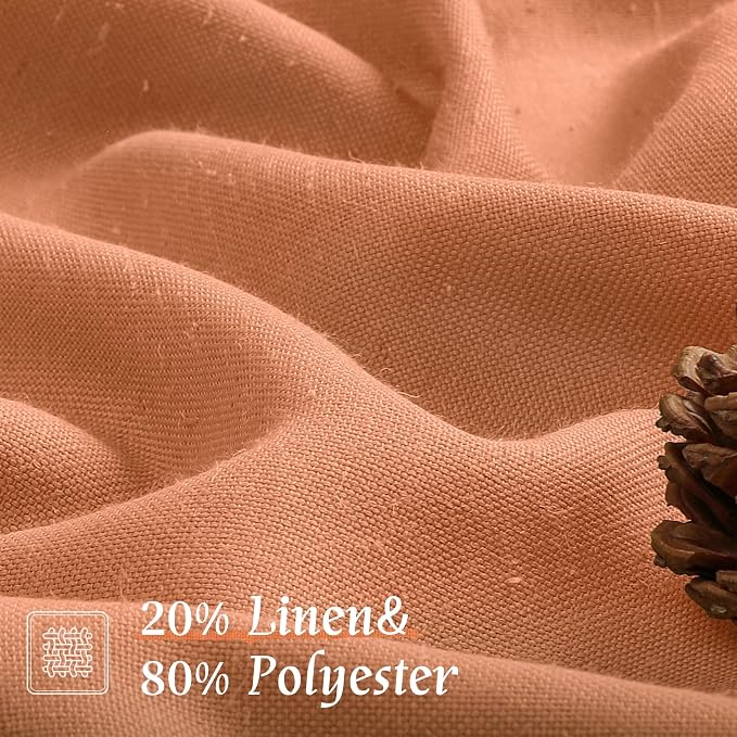 Short Terracotta 48 Inch Linen Curtains - Image 2