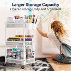YASONIC 3 Tier Rolling Cart – Metal Utility Storage Carts - Image 5
