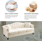 2 Piece Beige Velvet Chesterfield Sofa Set - Image 2