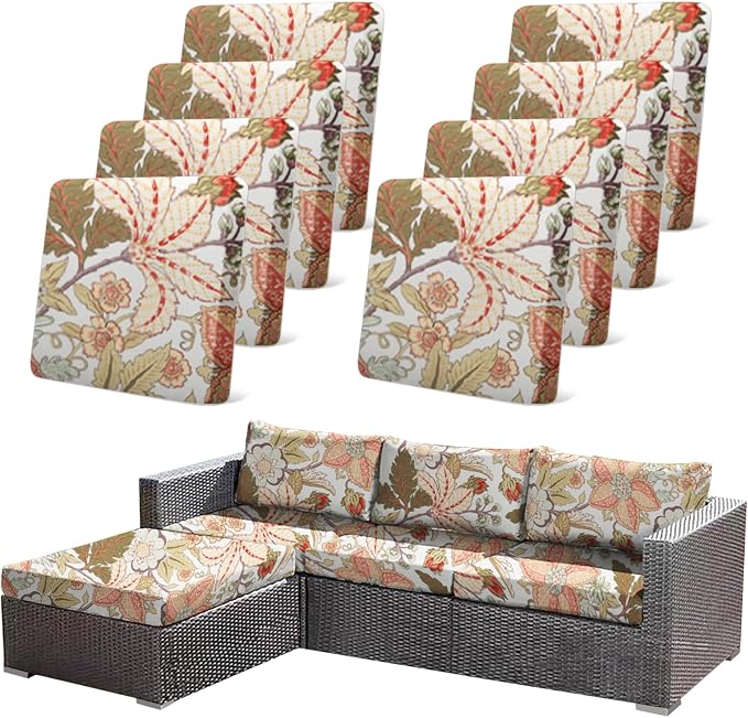 CALBODE 8Pcs High Elastic Digitally Printed Sofa Seat Cushion Cover, Soft & by CALBODE