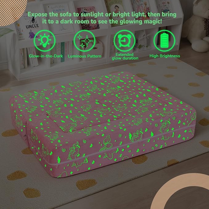 MeMoreCool Glow-in-The-Dark Unicorn Kids Modular Couch Sofa – Convertible - Image 5