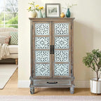 LKTART 55" Tall Vintage Sideboards Carved Wood Buffet Cabinet, Farmhouse Pantry - Image 8