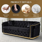 DAMAIFROM Velvet Couch Black and Gold Sofa Luxury Loveseat 84.6" Mid Century - Image 4
