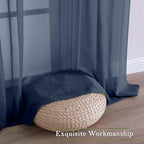 Navy Blue Sheer Curtains for Living Room Decor 84 Inches Long 2 Pcs, Light - Image 7