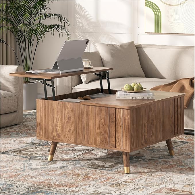 JOINICE Walnut Lift Top Coffee Table by Joinice