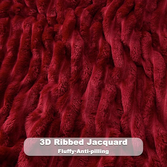 NEWCOSPLAY Fleece Ribbed Cozy Throw Blanket - Image 5