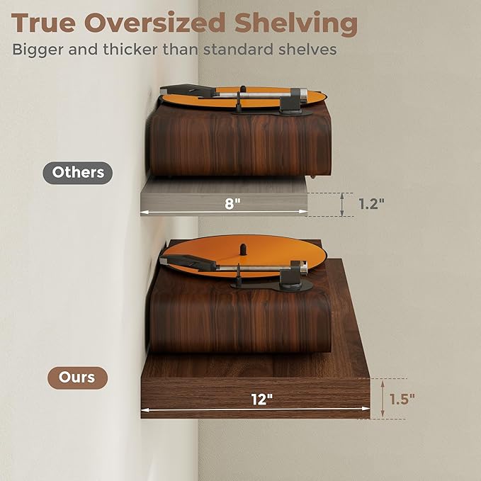 12 inch Deep Floating Shelves for Wall, 24 inch Wide Engineered Wood Wall - Image 5