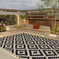 SAND MINE Reversible Mats with Led Strip Lights, Plastic Straw Rug, Modern Area by SANDMIND